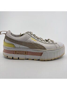 Puma Mayze Womens Size 6.5 White Gray Athletic Leather Walking Shoes Sneakers